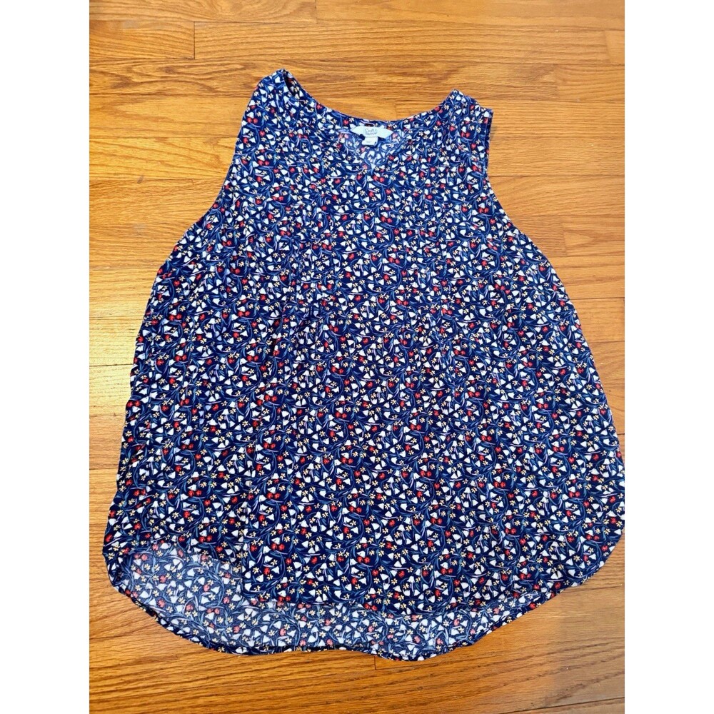 Croft & Barrow Floral Tank Top Scoop Neck Sleeveless Blue XL Regular